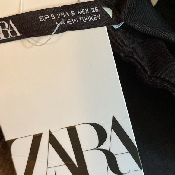 NWT . Zara Black Cotton Cargo Strapless Long Jumpsuit. Size S. - Picture 6 of 9